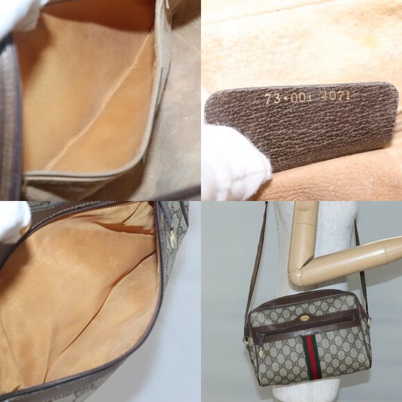 GUCCI GG Supreme Web Sherry Line Shoulder Bag PVC Beige Gold Red Auth gh559 - Picture 14 of 14